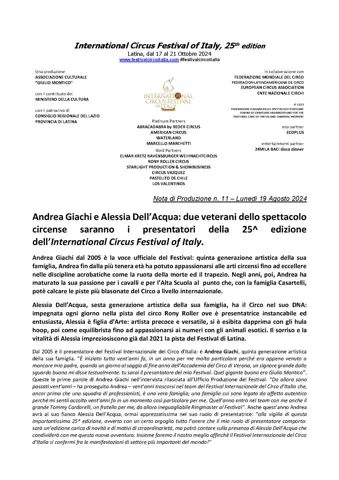 Andrea Giachi e Alessia Dell’Acqua: due veterani dello spettacolo circense saranno i presentatori della 25^ edizione dell’International Circus Festival of Italy. – foto 5