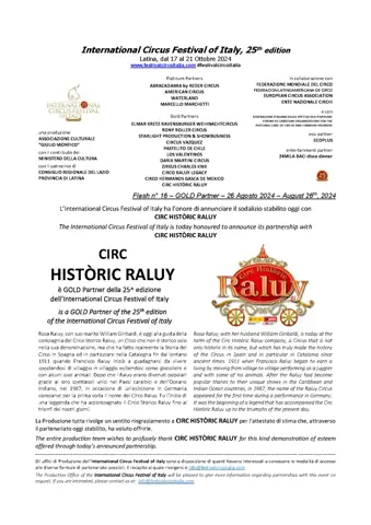 CIRC HISTÒRIC RALUY è GOLD PARTNER della 25^ edizione dell’International Circus Festival of Italy – foto 2