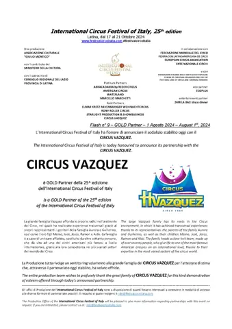 CIRCUS VAZQUEZ  è GOLD PARTNER della 25^ edizione dell’International Circus Festival of Italy – foto 3