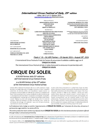 CIRQUE DU SOLEIL è SILVER PARTNER della 25^ edizione dell’International Circus Festival of Italy – foto 2