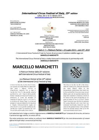 MARCELLO MARCHETTI è PLATINUM PARTNER della 25^ edizione dell’International Circus Festival of Italy – foto 2