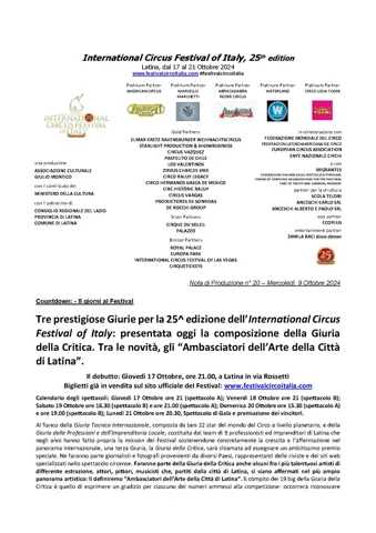Tre prestigiose Giurie per la 25^ edizione dell’International Circus Festival of Italy: presentata oggi la composizione della Giuria della Critica. Tra le novità, gli “Ambasciatori dell’Arte della Città di Latina”. – foto 2