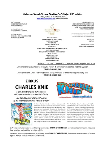 ZIRKUS CHARLES KNIE è GOLD PARTNER della 25^ edizione dell’International Circus Festival of Italy – foto 3